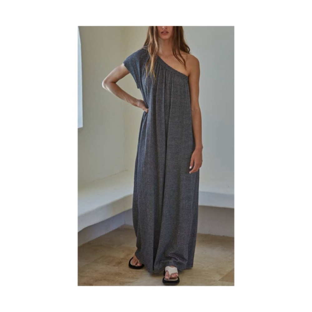 Sylvie Striped One Shoulder Wide Leg Jumpsuit